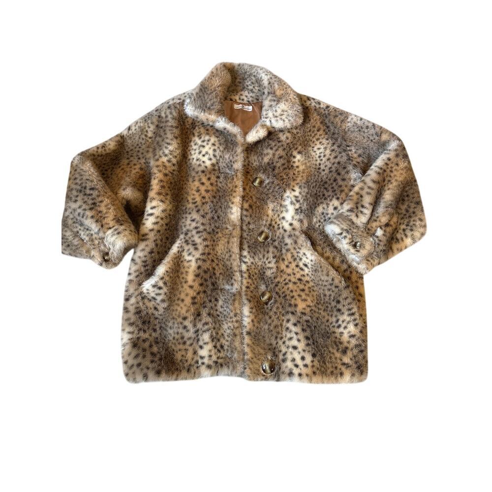 French Made Faux Fur Leopard Coat La Maison Fausse Fourrure XS